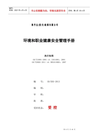 某能源有限公司环境和职业健康安全管理手册