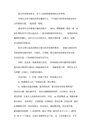 商业项目合作策划方案模板