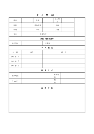 实用简历表及写作要点解析