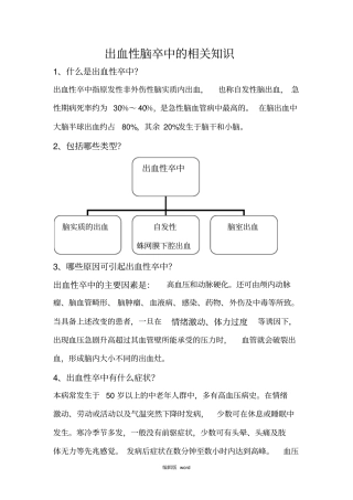 出血性脑卒中的相关知识