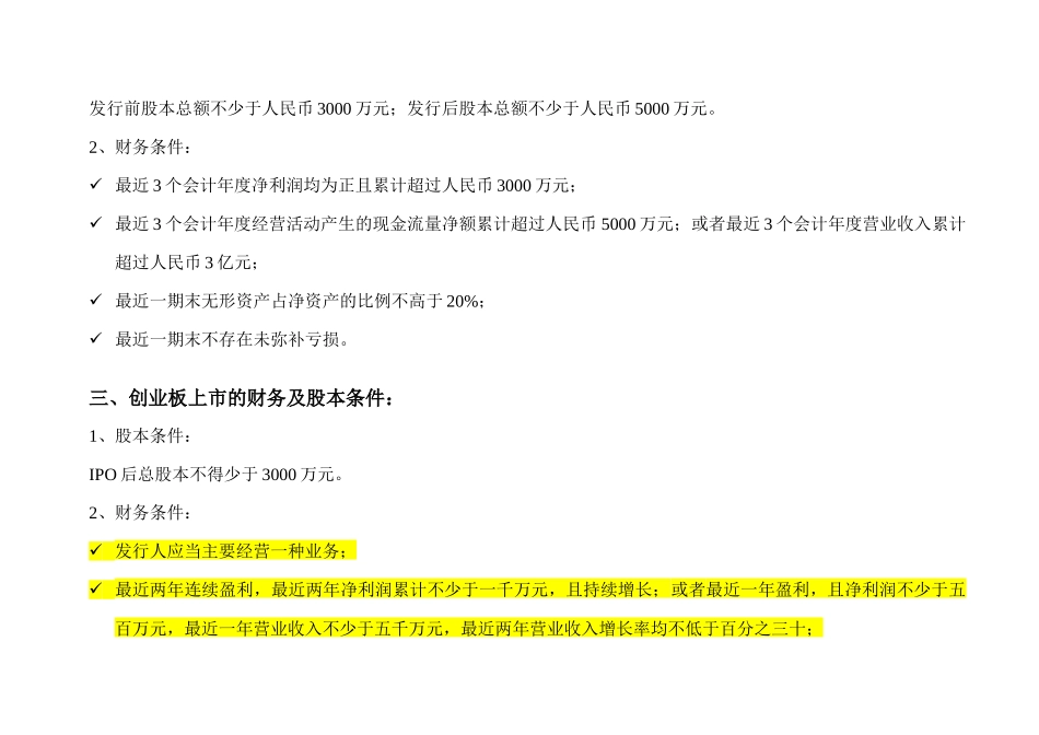 主板、中小板、创业板上市条件详细对比_第3页