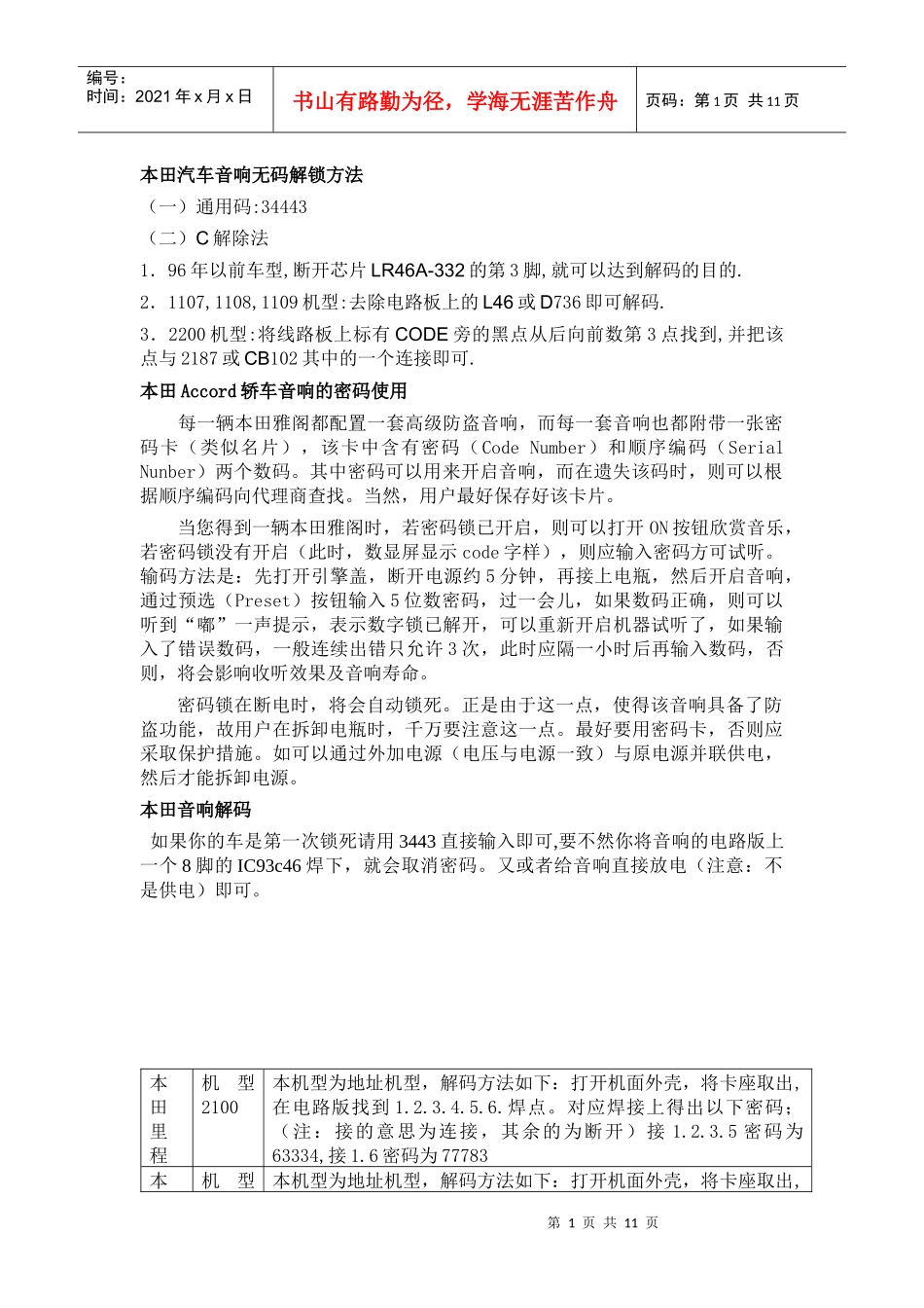 某汽车音响解码_第1页