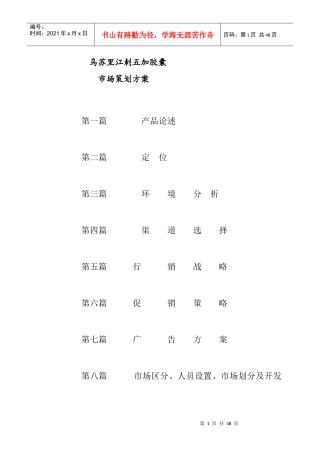 某胶囊市场策划方案