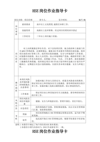 人力资源-HSE岗位作业指导卡