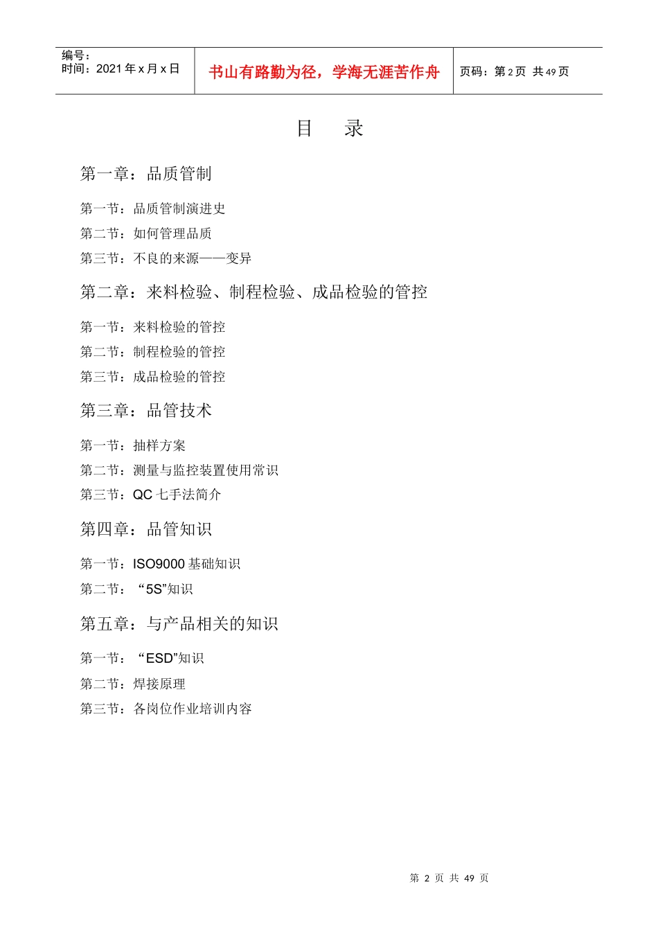 某电子有限公司品管部人员培训手册_第2页