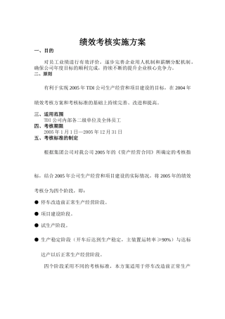 人力资源-TDI公司绩效考核实施方案