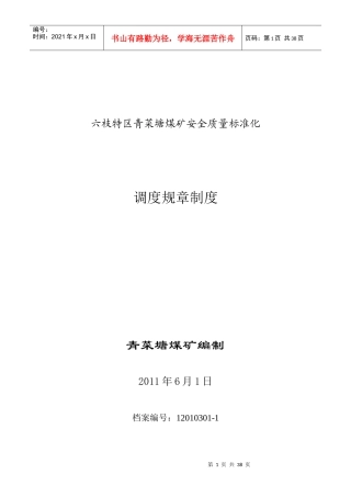 某煤矿安全质量标准化调度规章制度汇编
