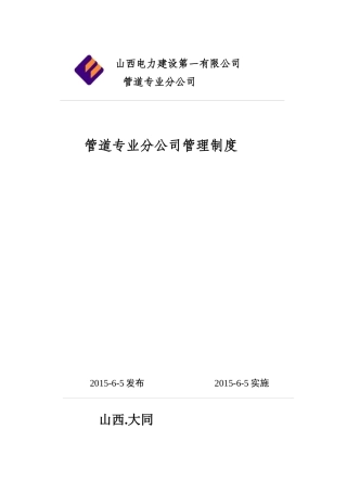 某管道专业分公司管理制度范本
