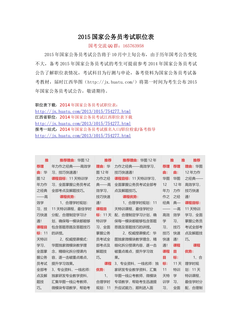 人力资源-XXXX国家公务员考试职位表上饶华图_第1页