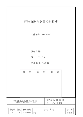 人力资源-EP-16-10环境监测与测量控制程序