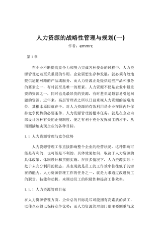 人力资源的战略性管理与规划（29页）