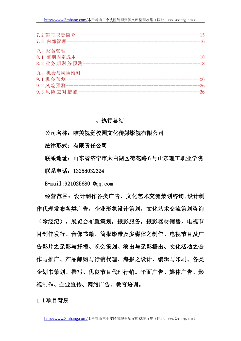 某视觉文化传媒影视公司创业商业计划书_第2页