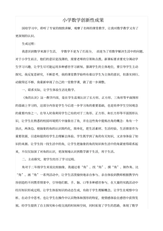 小学数学创新性成果