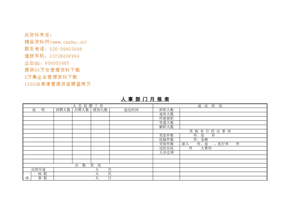 人事日报表与人事流动月报表_第1页