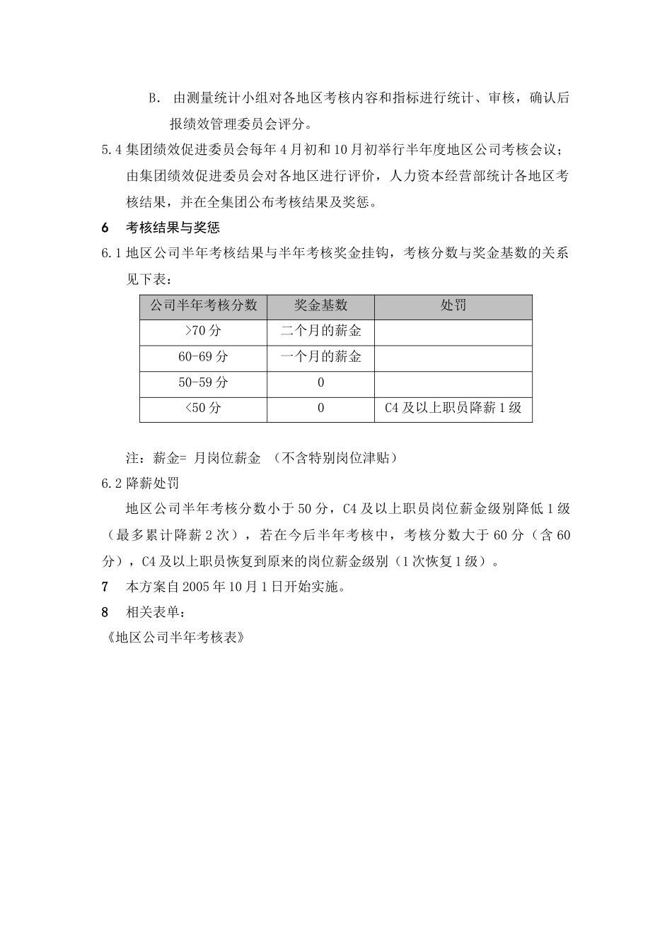 人力资源-HR702地区公司半年考核实施条例_第3页
