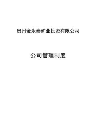 某矿业投资有限公司管理制度范本
