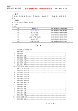 某环保设备科技公司产品类采购管理表
