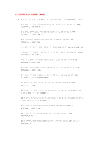 三百多家国有企业人力资源部门通讯录