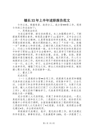 镇长上半年述职报告范文
