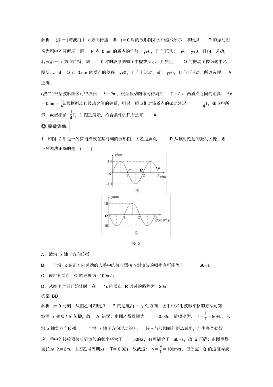 专题T机械振动和机械波光(高考定位审题破题,含题组及解析)_第2页