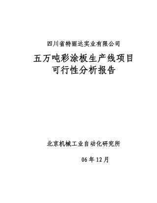 某涂板生产线项目可行性分析报告