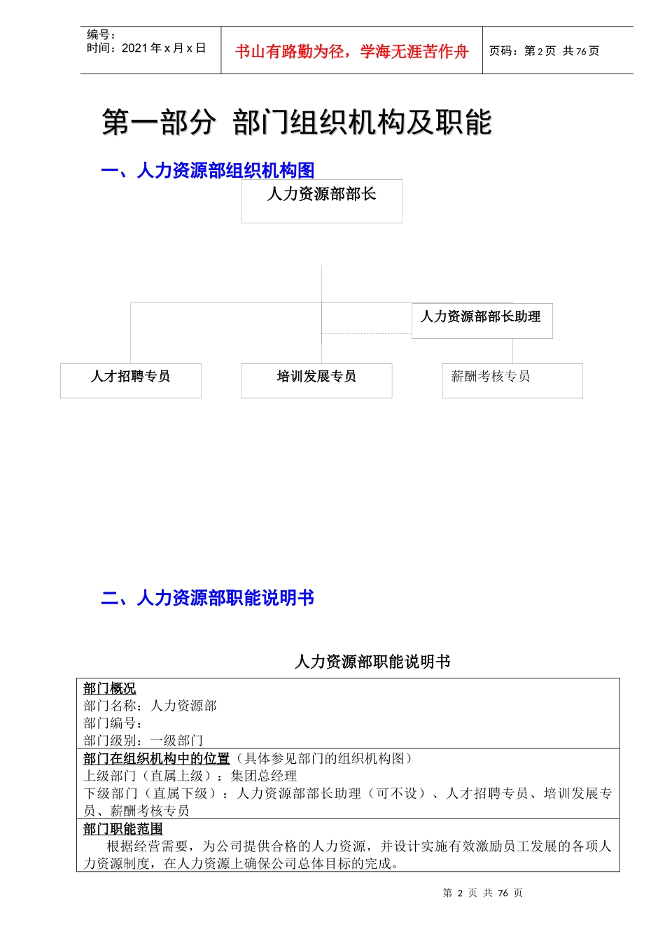 某汽车集团人力资源部管理手册_第2页