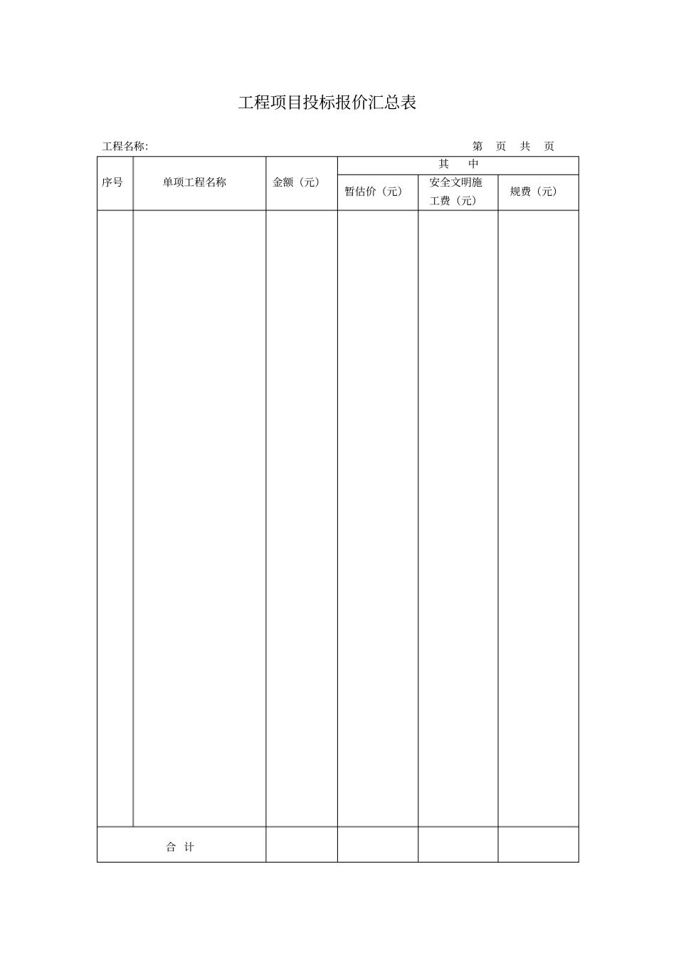 招投标报价使用表格模板_第3页