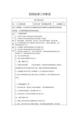 招投标部工作职责