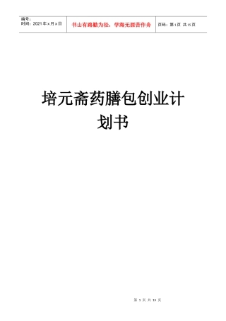 某药膳包创业计划书