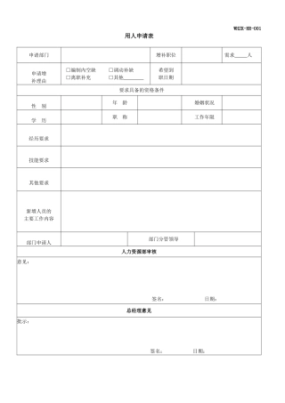 人力资源部HR常用表格页