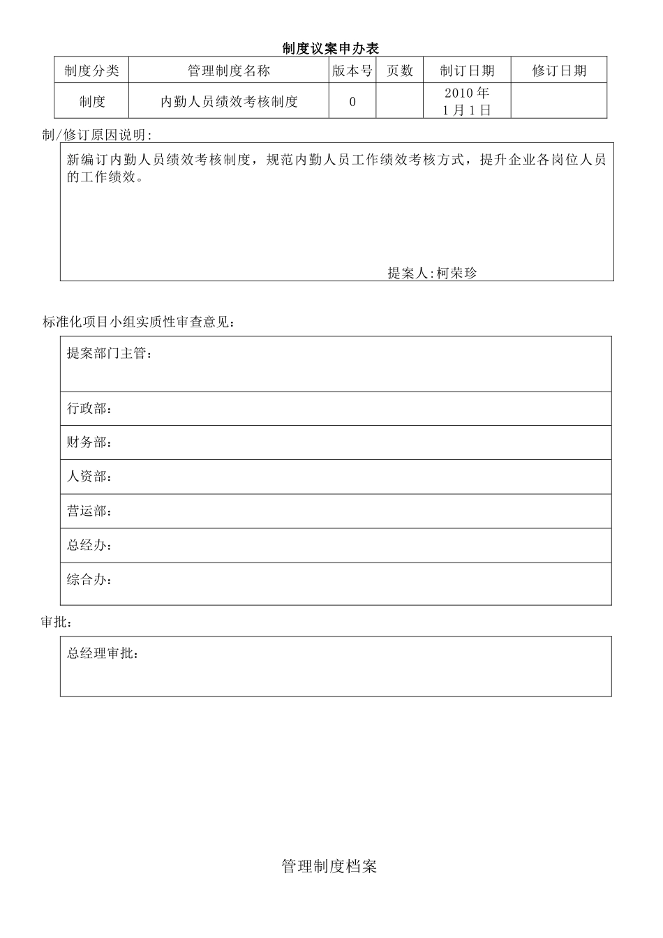 內勤人員績效考核辦法確定版_第1页