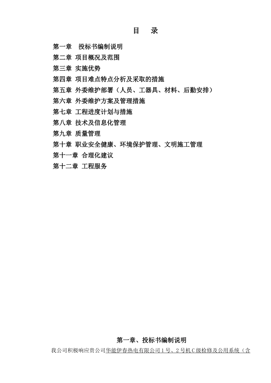 某热电有限公司检修及公用系统招标方案_第1页