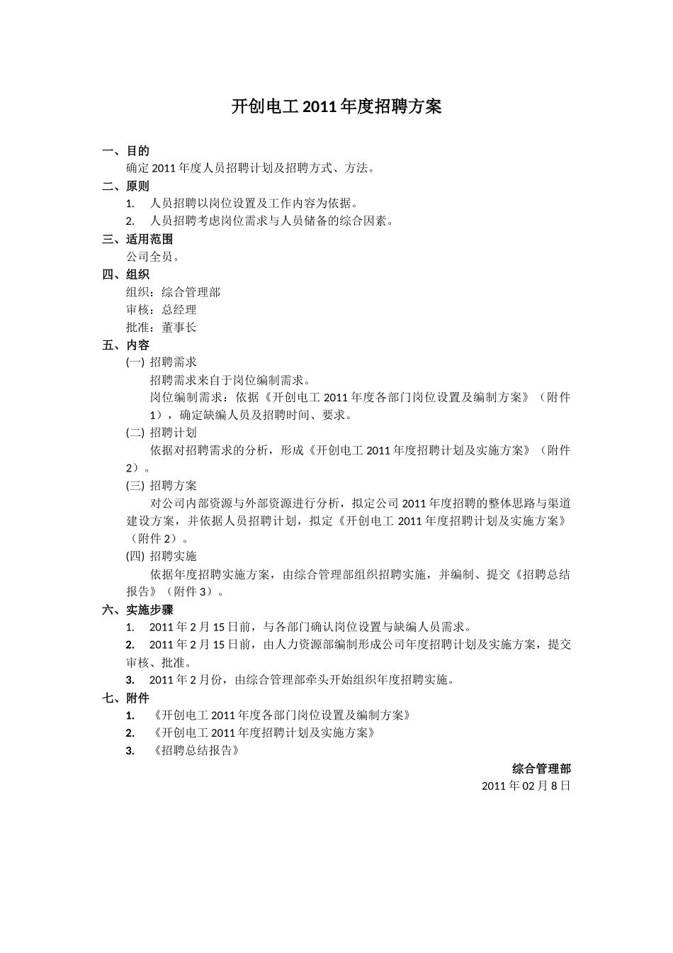人力资源-XXXX年度人员配置及招聘方案_第1页