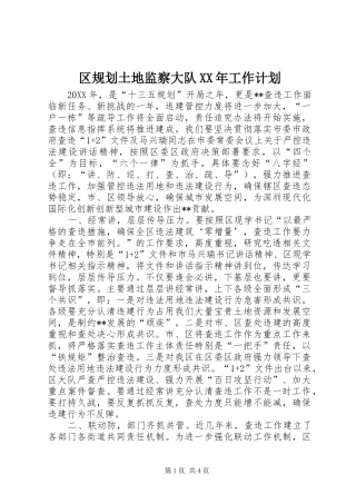 区规划土地监察大队工作计划