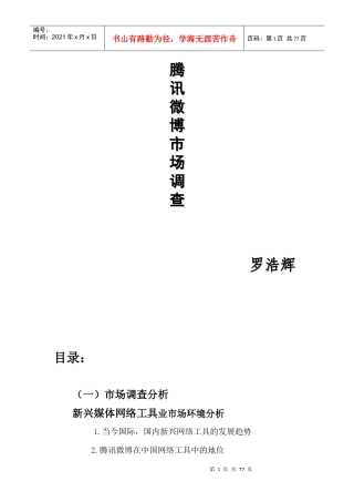 某科技微博市场调查报告