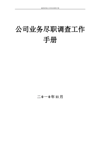 某融资担保公司业务尽职调查工作手册