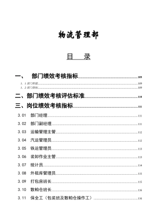 某粮食公司物流管理部绩效管理操作手册