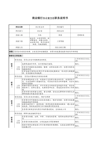 商业银行办公室主任职务说明书