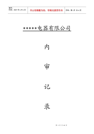 某电器有限公司年度内审计划方案