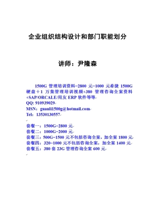 尹隆森-企业组织结构设计和部门职能划分