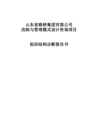 某著名咨询公司-山东路桥-集团公司组织结构诊断报告书