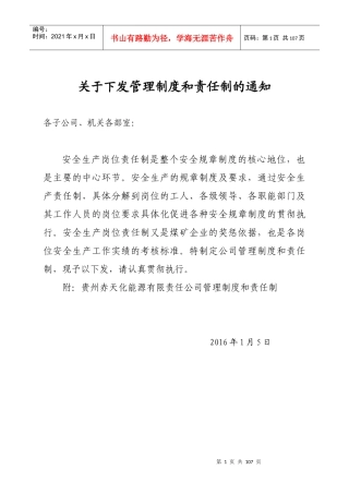 某能源有限责任公司岗位责任制和管理制度汇编