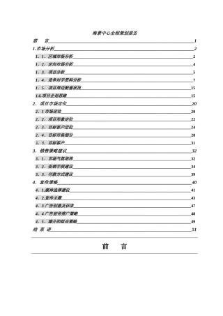 某海景中心全程策划报告