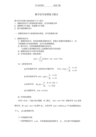数字信号处理复习总结