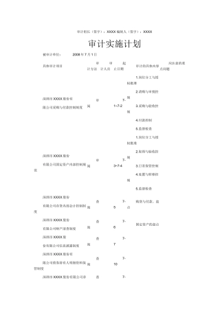 审计工作方案与实施计划