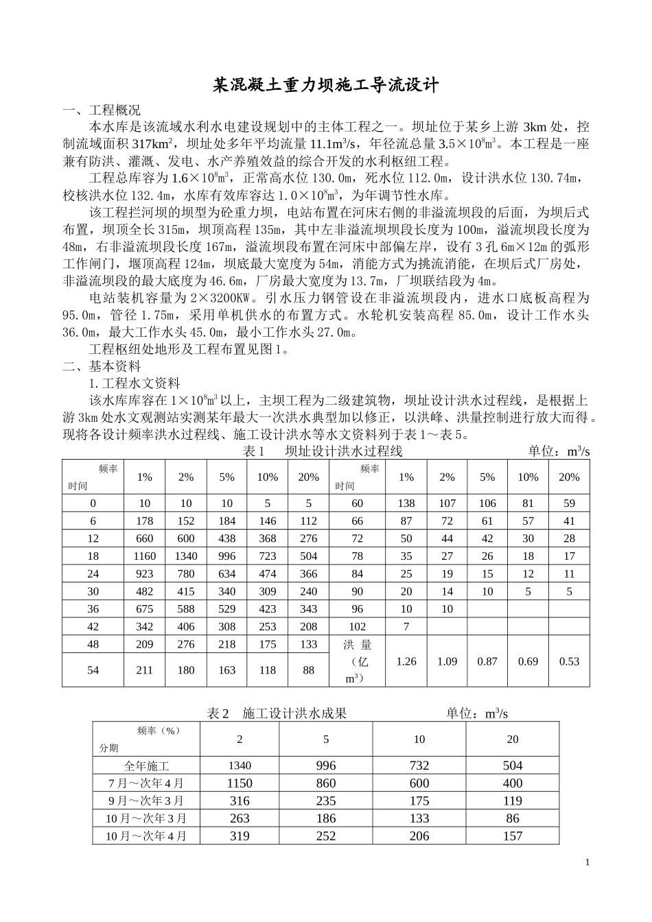 某混凝土重力坝施工导流施工组织设计方案_第1页