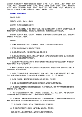 企业各部门岗位职责