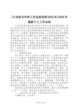 公安机关年终工作总结范例最新个人工作总结