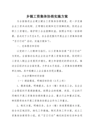 乡镇工资集体协商实施方案