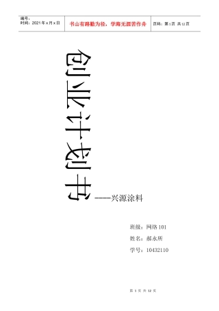 某装饰涂料商业计划书